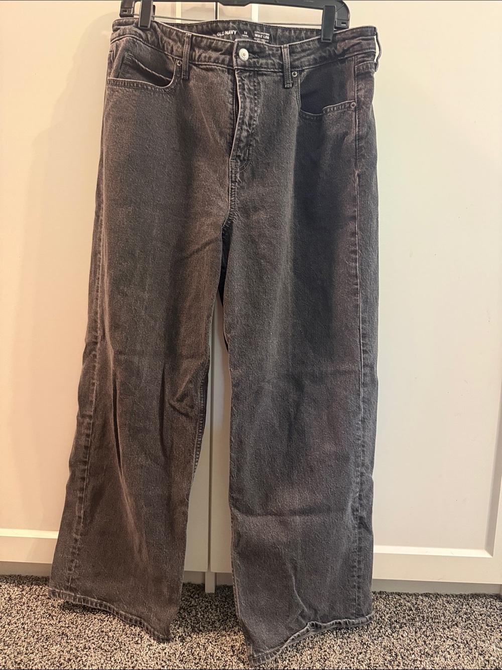 Old Navy Black Extra High-Rise Wide-Leg Jeans Size 14 Petite